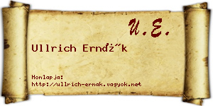 Ullrich Ernák névjegykártya
